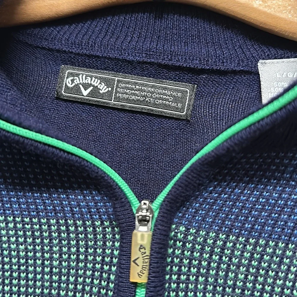 Callaway Mens L Night Sky Heather Weather Series 1/4 Zip Pullover‎ Sweater Golf